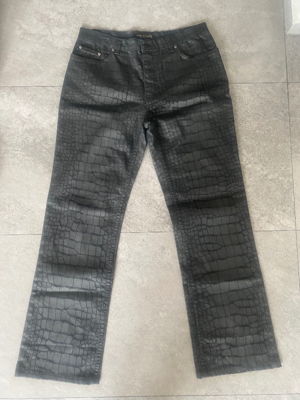 Vintage Roberto Covalli Pants Unisex Black Monochrome Alligator Print Size L